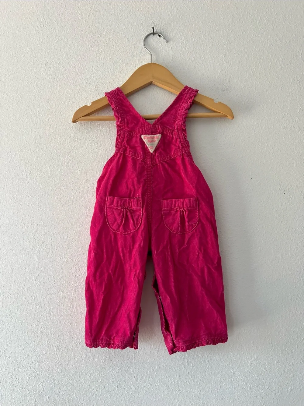OSHKOSH | Y2K Micro Corduroy Pink Appliqué Overalls | 6 mos